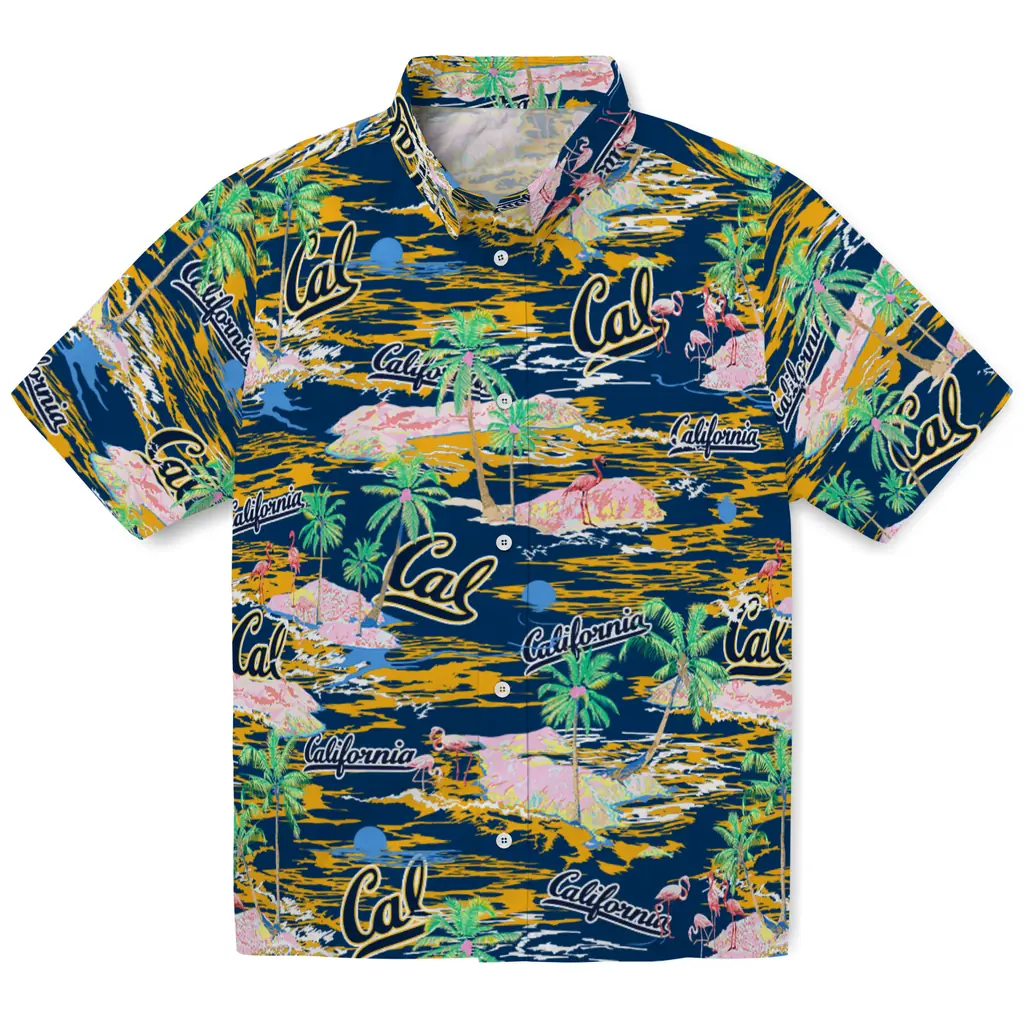 California Golden Bears Hawaiian Shirt - Hawaii Island california golden bears flamingo retreat blue hawaiian shirts best selling