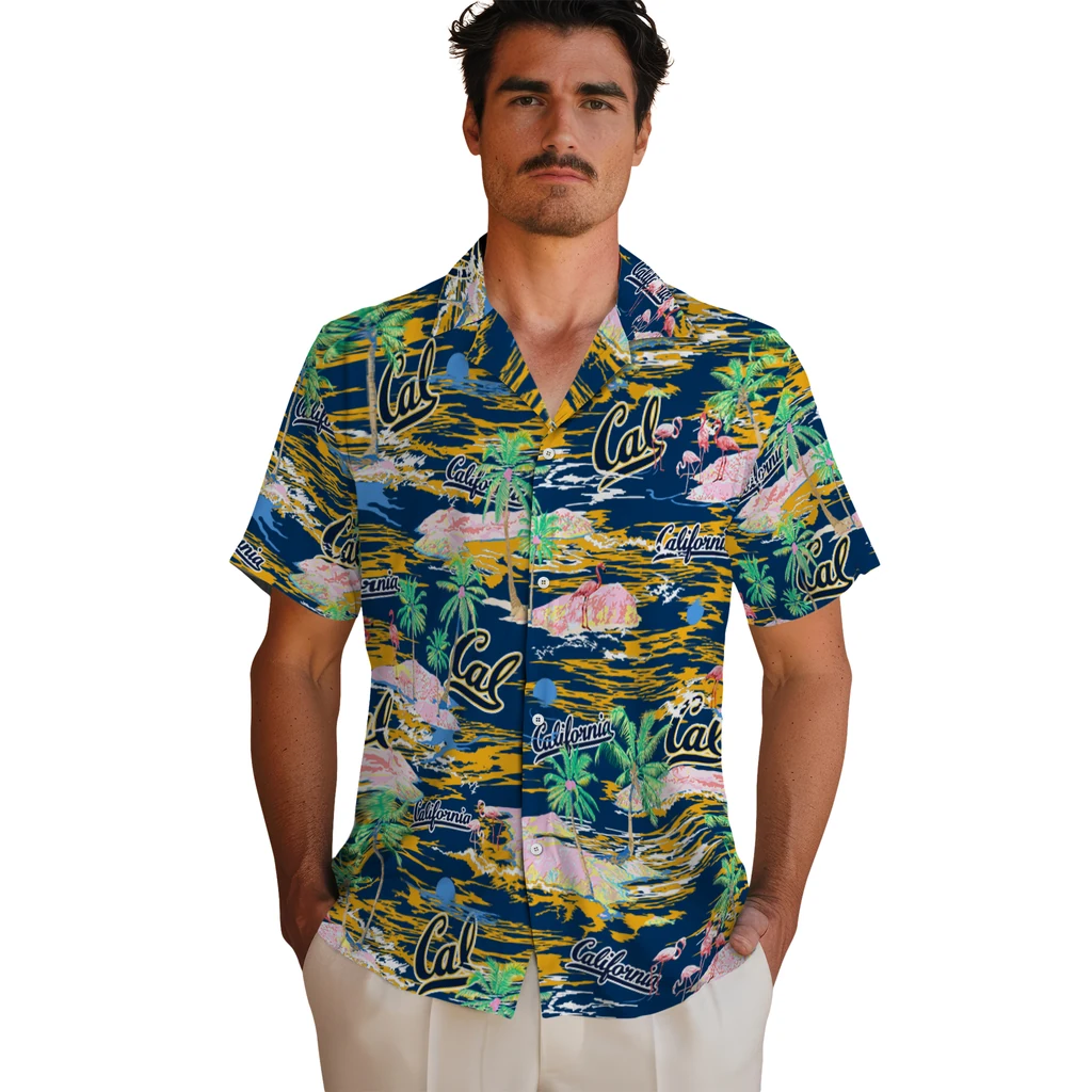 California Golden Bears Hawaiian Shirt - Hawaii Island california golden bears flamingo retreat blue hawaiian shirts fashion forward