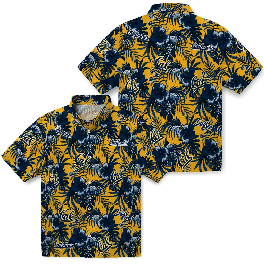California Golden Bears Hawaiian Shirt - Hibiscus Exotic california golden bears hibiscus exotic blue hawaiian shirts high quality