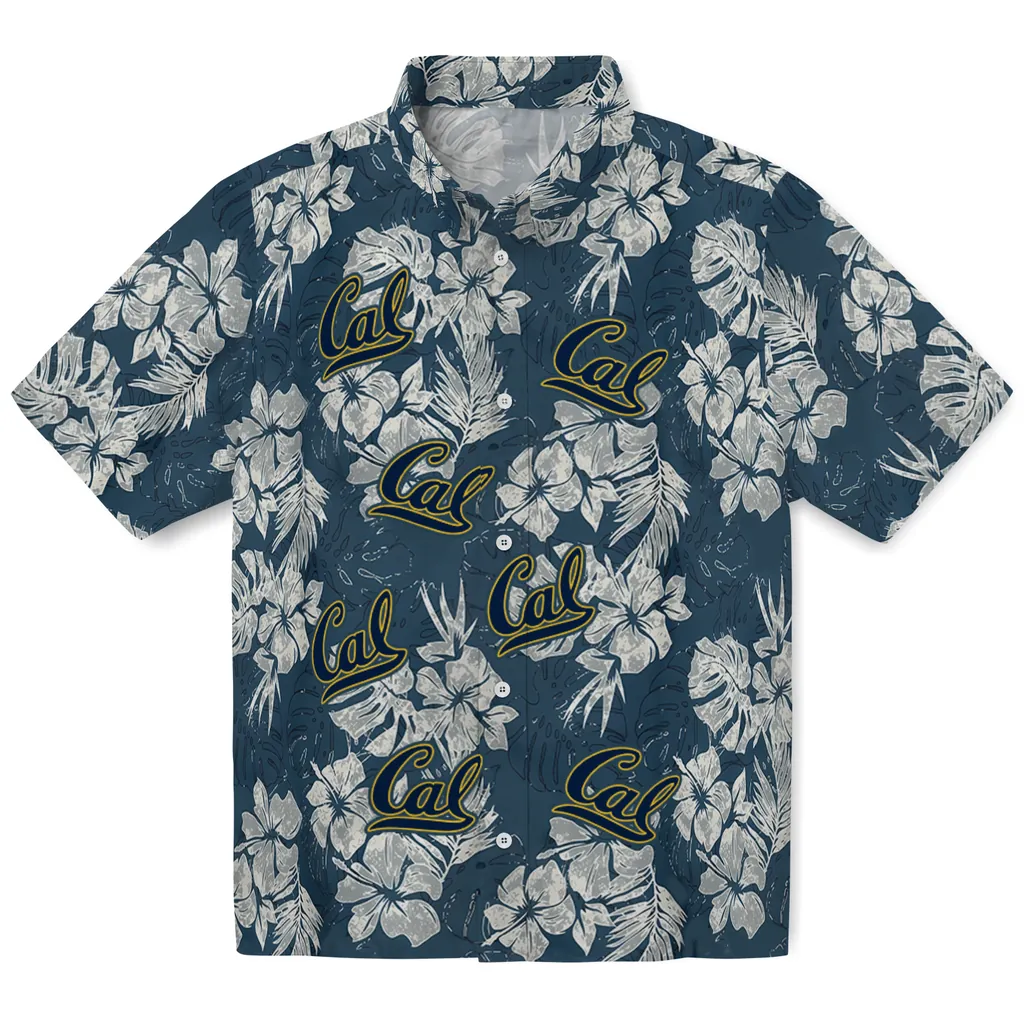 California Golden Bears Hawaiian Shirt - Hibiscus Flowers california golden bears hibiscus flowers navy blue hawaiian shirts best selling