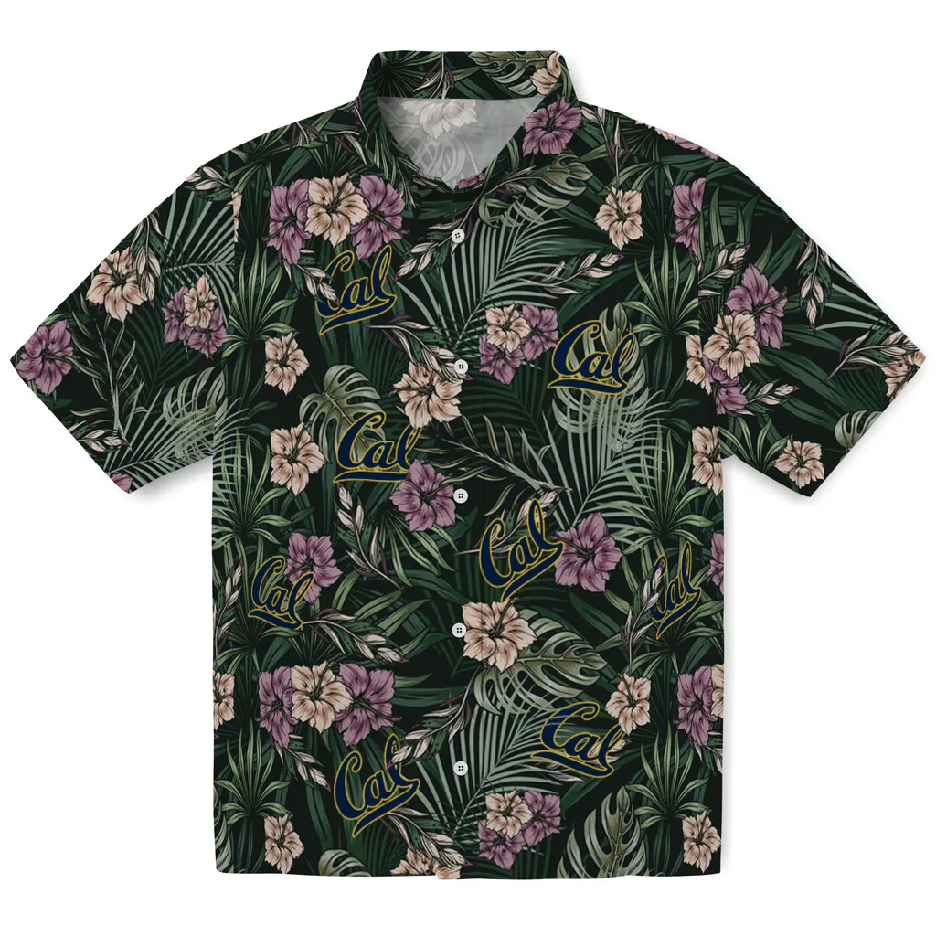 California Golden Bears Hawaiian Shirt - Hibiscus Leaves Pattern california golden bears hibiscus leaves pattern green hawaiian shirts best selling