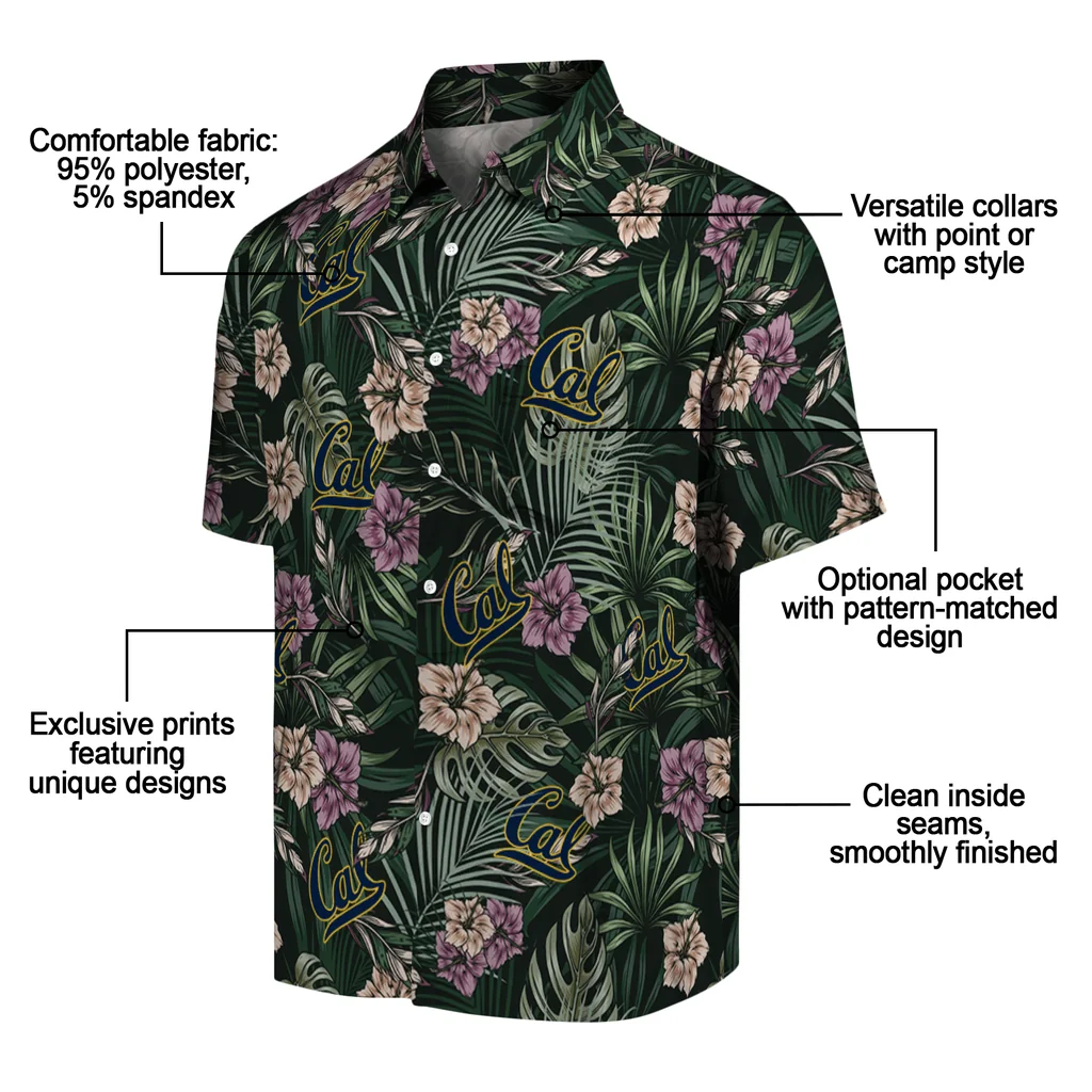California Golden Bears Hawaiian Shirt - Hibiscus Leaves Pattern california golden bears hibiscus leaves pattern green hawaiian shirts new arrival