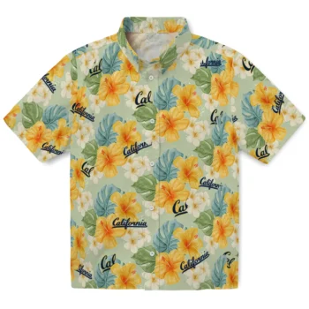 california golden bears hibiscus mood pale lime yellow hawaiian shirts best selling