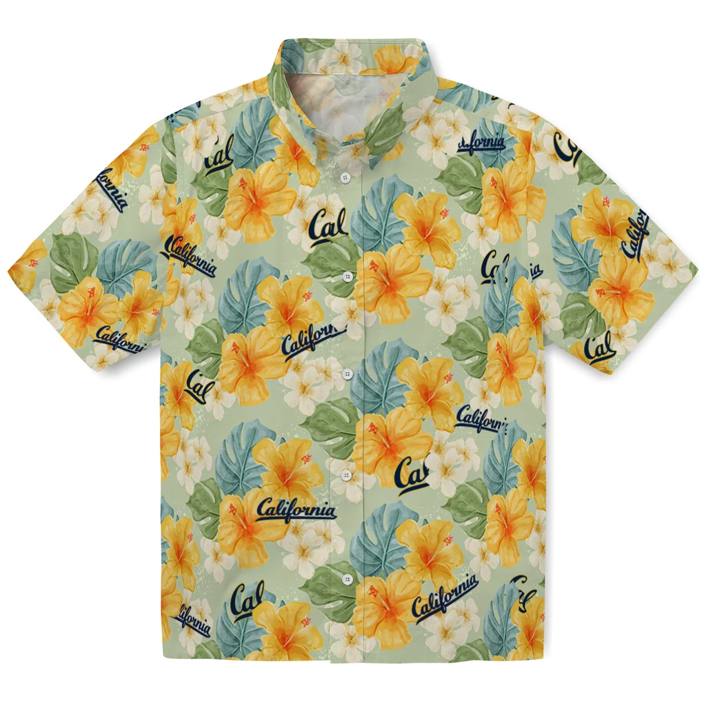 California Golden Bears Hawaiian Shirt - Hibiscus Mood california golden bears hibiscus mood pale lime yellow hawaiian shirts best selling