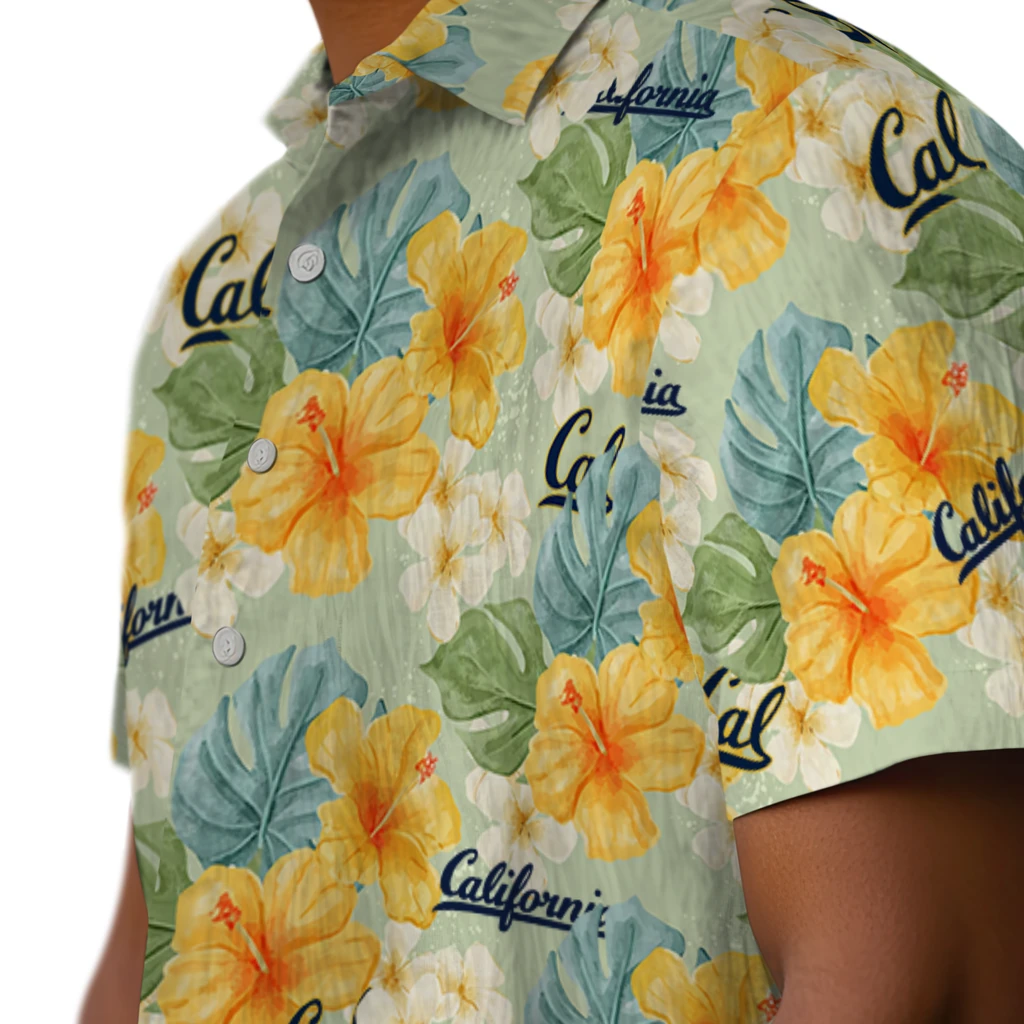 California Golden Bears Hawaiian Shirt - Hibiscus Mood california golden bears hibiscus mood pale lime yellow hawaiian shirts trendy