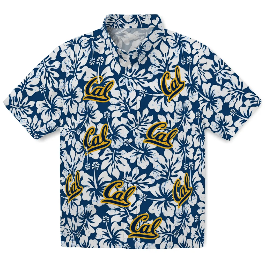 California Golden Bears Hawaiian Shirt - Hibiscus Motif california golden bears hibiscus motif blue white hawaiian shirts best selling