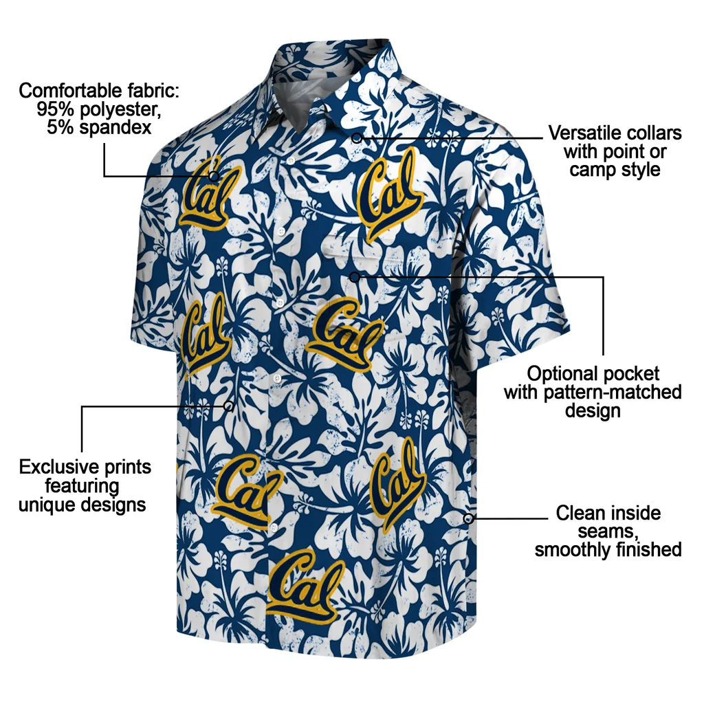 California Golden Bears Hawaiian Shirt - Hibiscus Motif california golden bears hibiscus motif blue white hawaiian shirts new arrival