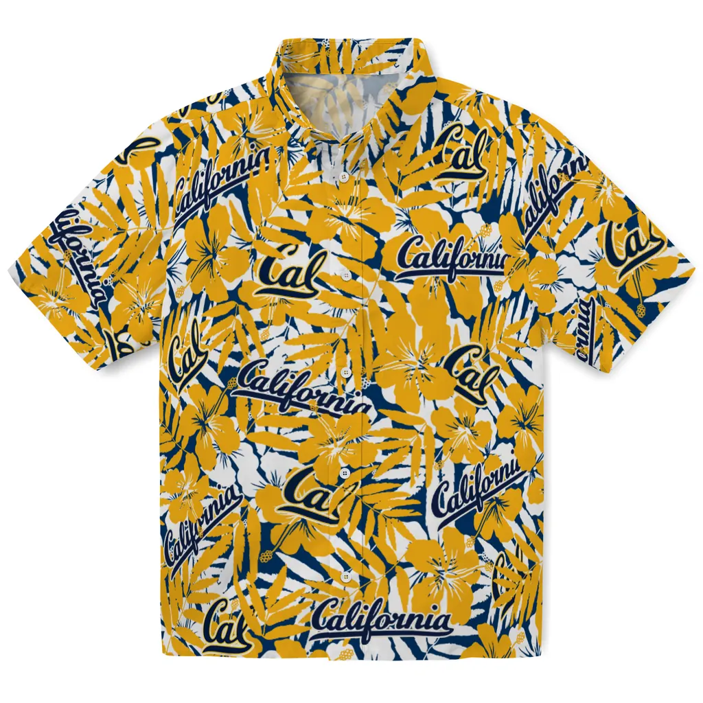 California Golden Bears Hawaiian Shirt - Hibiscus Overlay california golden bears hibiscus overlay hawaiian shirts best selling