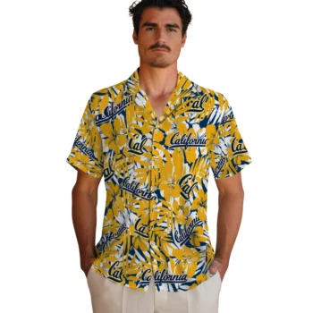 california golden bears hibiscus overlay hawaiian shirts fashion forward