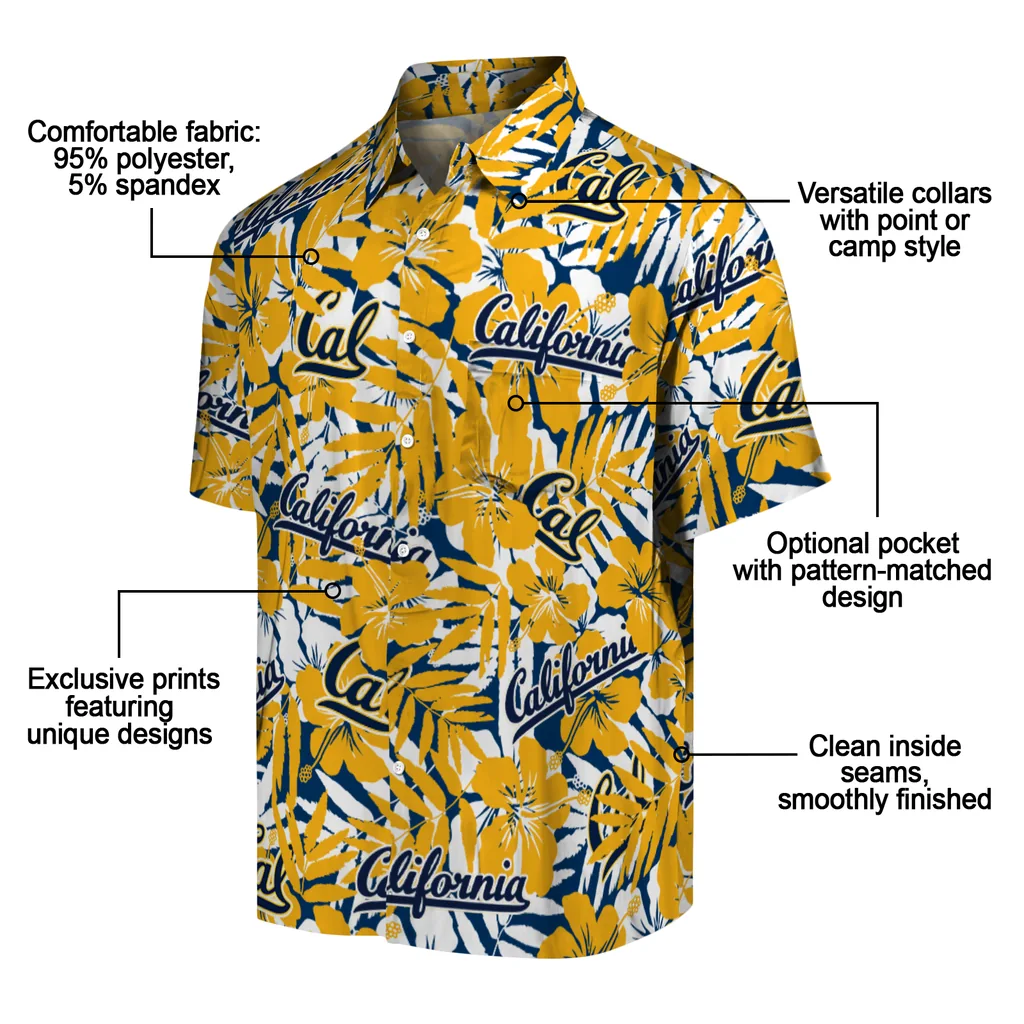California Golden Bears Hawaiian Shirt - Hibiscus Overlay california golden bears hibiscus overlay hawaiian shirts new arrival