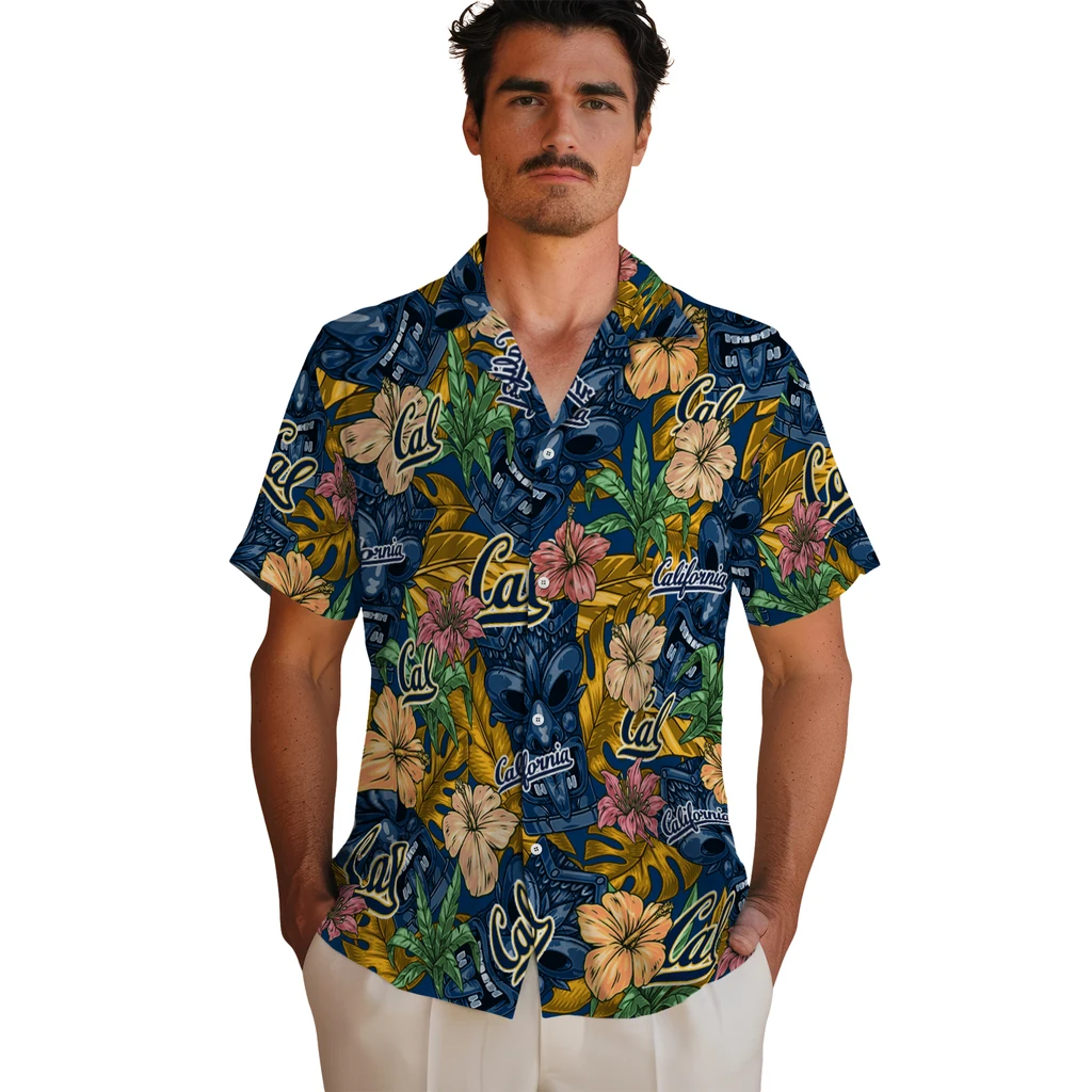 California Golden Bears Hawaiian Shirt - Hibiscus Tiki Jungle california golden bears tiki jungle blue hawaiian shirts fashion forward