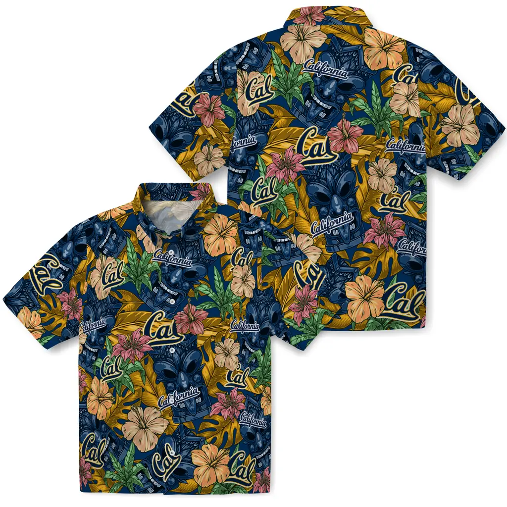California Golden Bears Hawaiian Shirt - Hibiscus Tiki Jungle california golden bears tiki jungle blue hawaiian shirts high quality