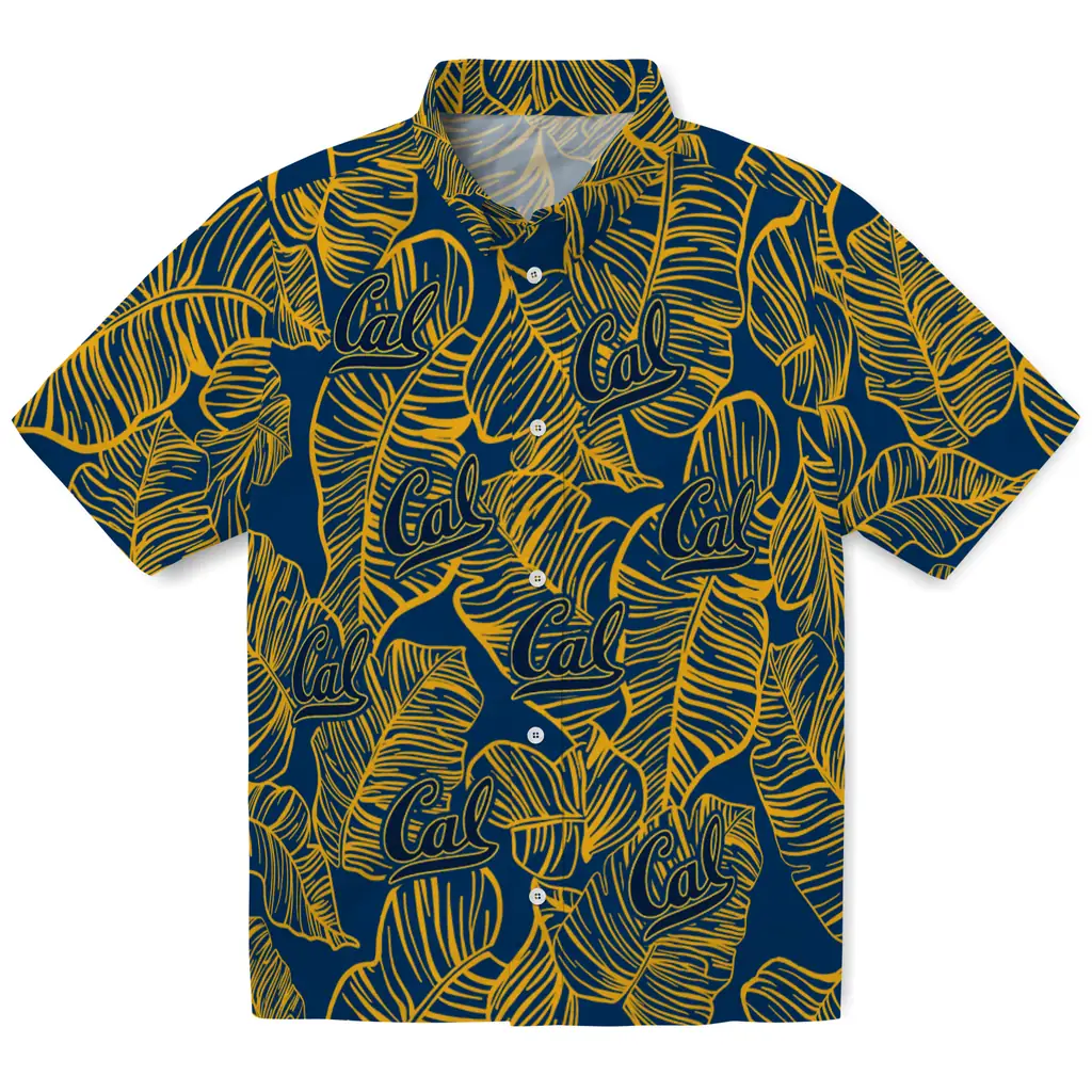 California Golden Bears Hawaiian Shirt - Leaf Outline california golden bears leaf outline blue hawaiian shirts best selling
