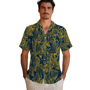 california golden bears leaf outline blue hawaiian shirts fashion forward