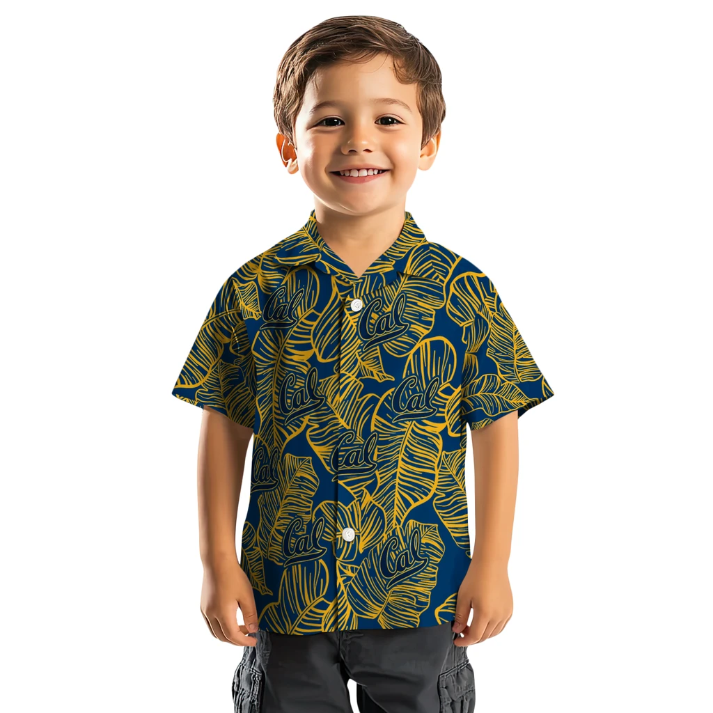 California Golden Bears Hawaiian Shirt - Leaf Outline california golden bears leaf outline blue hawaiian shirts top rated