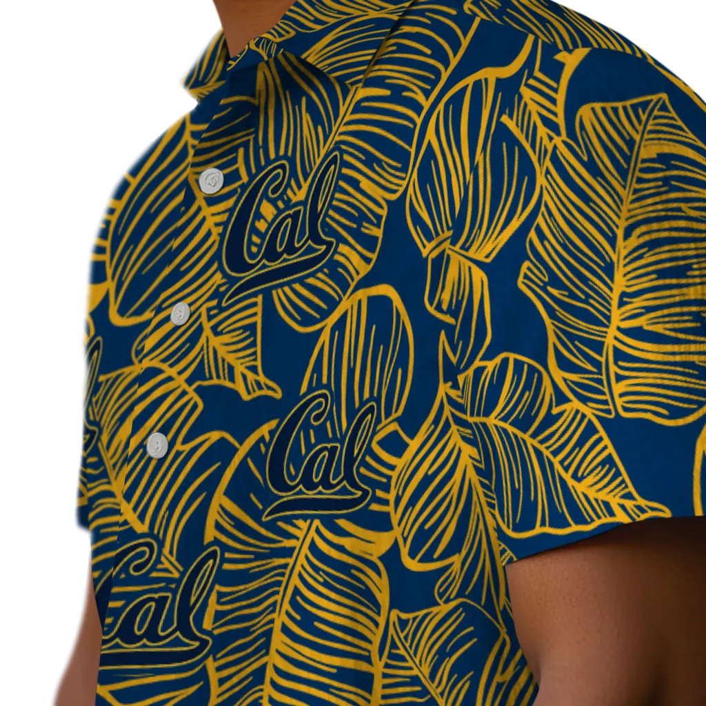 California Golden Bears Hawaiian Shirt - Leaf Outline california golden bears leaf outline blue hawaiian shirts trendy