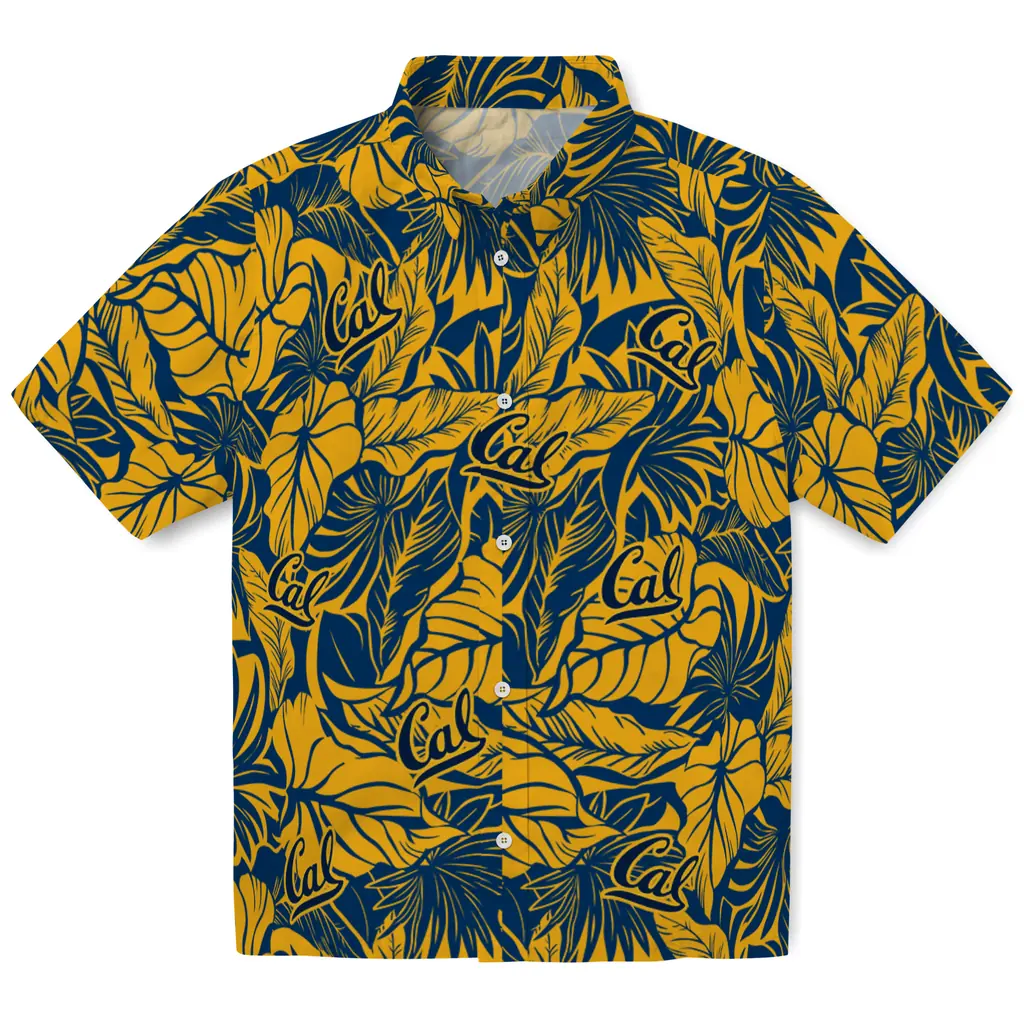 California Golden Bears Hawaiian Shirt - Monstera Layer california golden bears monstera layer blue hawaiian shirts best selling