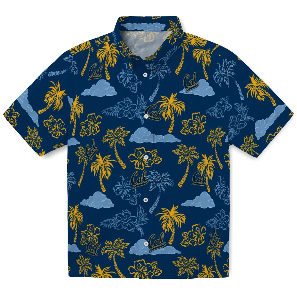 California Golden Bears Hawaiian Shirt - Palm And Clouds california golden bears palm and clouds blue hawaiian shirts best selling