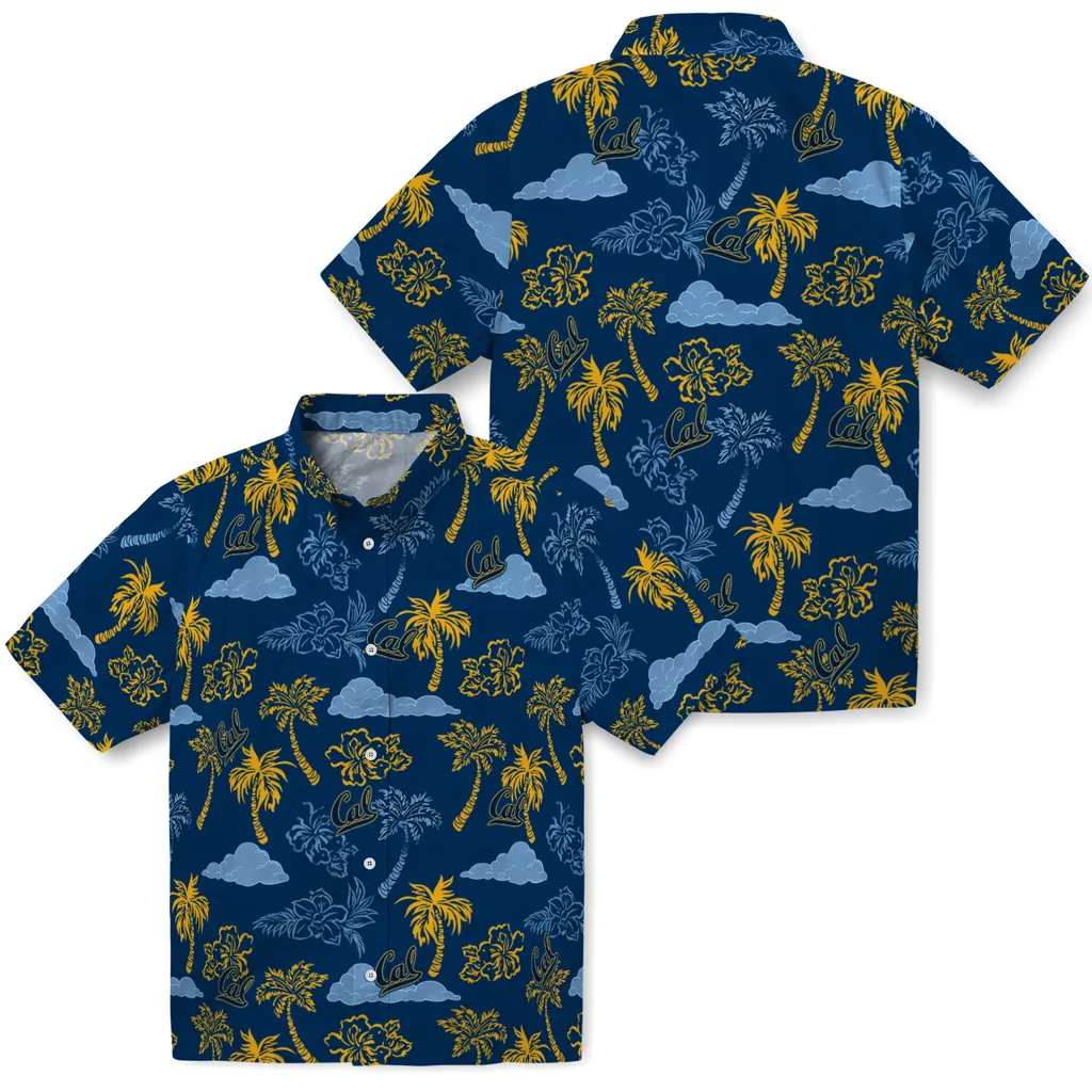 California Golden Bears Hawaiian Shirt - Palm And Clouds california golden bears palm and clouds blue hawaiian shirts high quality