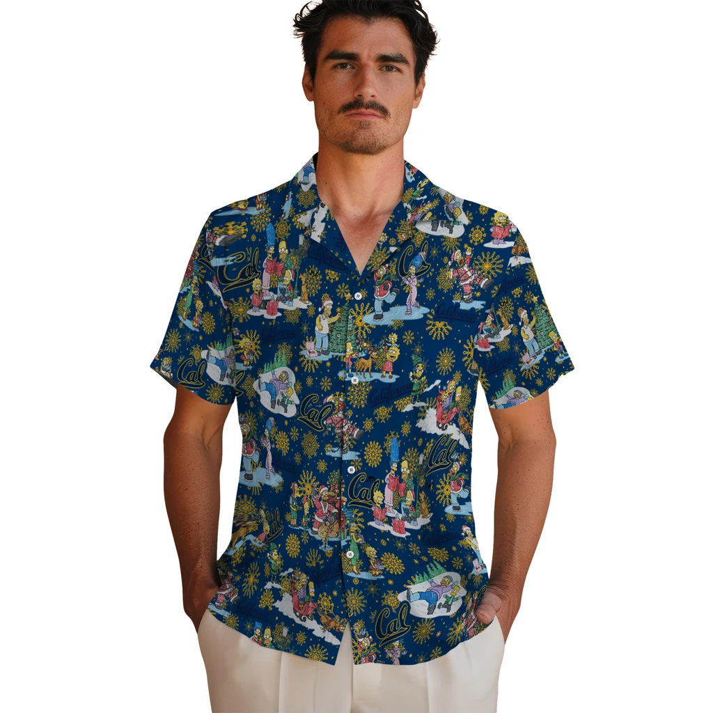 California Golden Bears Hawaiian Shirt - Simpsons Christmas california golden bears simpsons christmas blue hawaiian shirts fashion forward