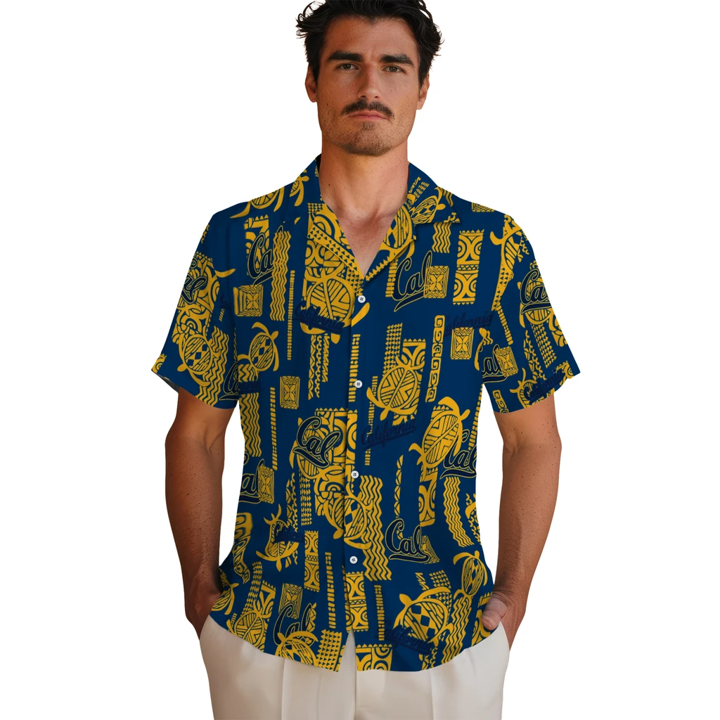 California Golden Bears Hawaiian Shirt - Turtle Lines california golden bears turtle lines blue hawaiian shirts fashion forward