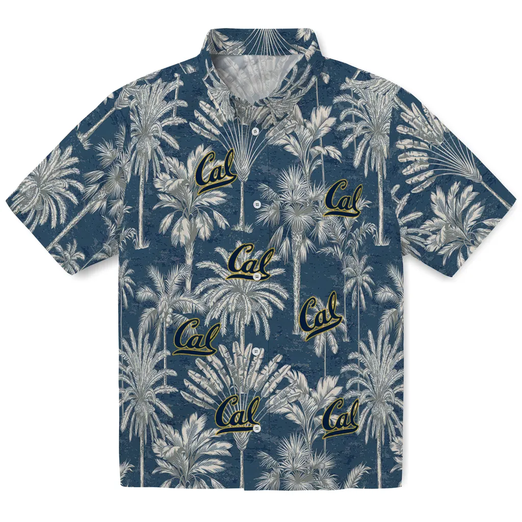 California Golden Bears Hawaiian Shirt - Vintage Palm Tree california golden bears palm shadows blue hawaiian shirts best selling
