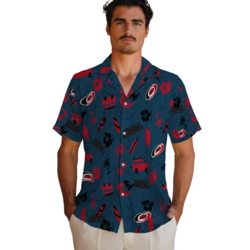 carolina hurricanes beach vibe navy hawaiian shirts fashion forward