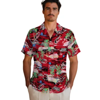 carolina hurricanes flamingo retreat red hawaiian shirts fashion forward