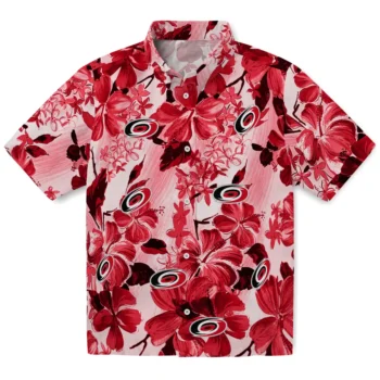 carolina hurricanes hibiscus arrangement red hawaiian shirts best selling