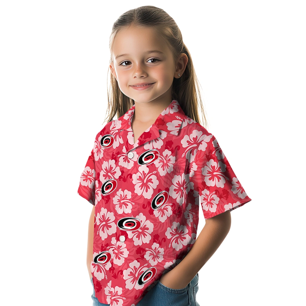 Carolina Hurricanes Hawaiian Shirt - Hibiscus Cluster carolina hurricanes hibiscus cluster red hawaiian shirts premium grade