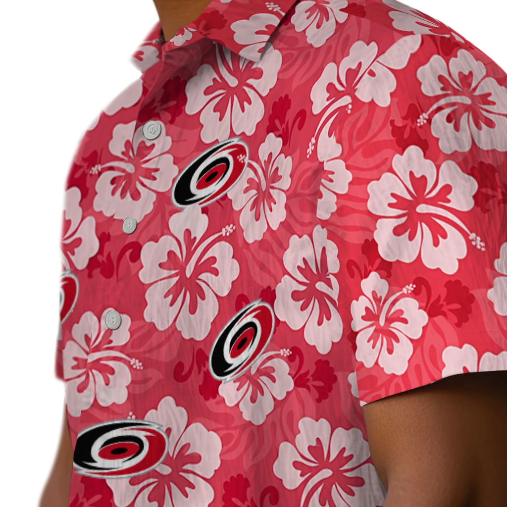 Carolina Hurricanes Hawaiian Shirt - Hibiscus Cluster carolina hurricanes hibiscus cluster red hawaiian shirts trendy