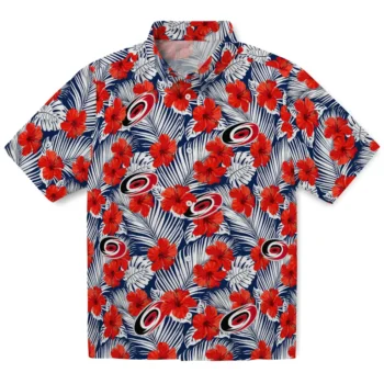 carolina hurricanes hibiscus fiesta red royal blue hawaiian shirts best selling