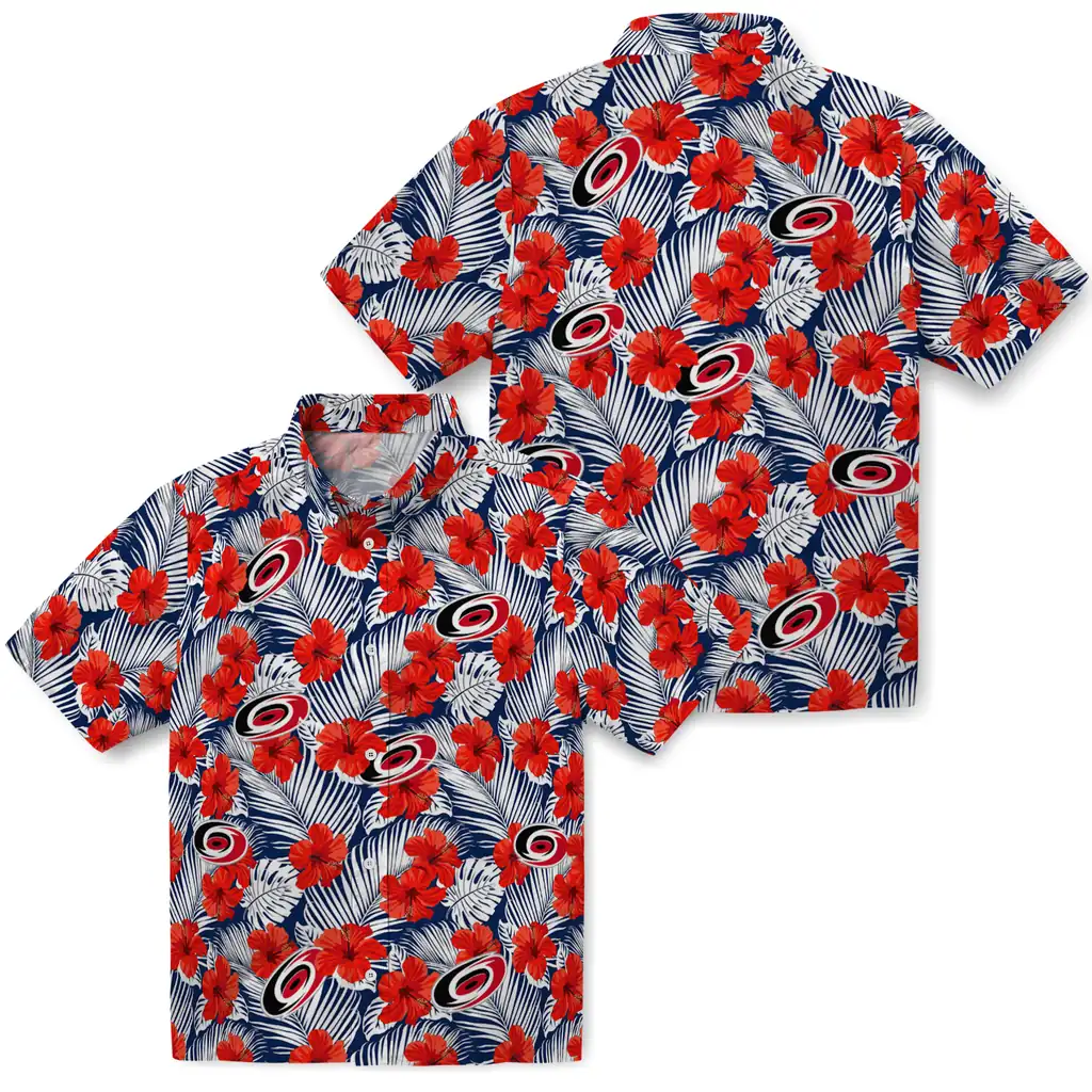 Carolina Hurricanes Hawaiian Shirt - Hibiscus Fiesta carolina hurricanes hibiscus fiesta red royal blue hawaiian shirts high quality