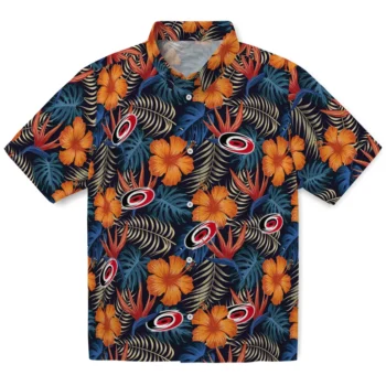 carolina hurricanes hibiscus foliage hawaiian shirts best selling