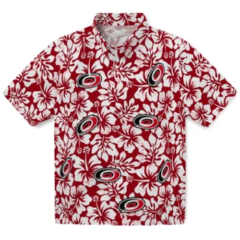 carolina hurricanes hibiscus motif red white hawaiian shirts best selling