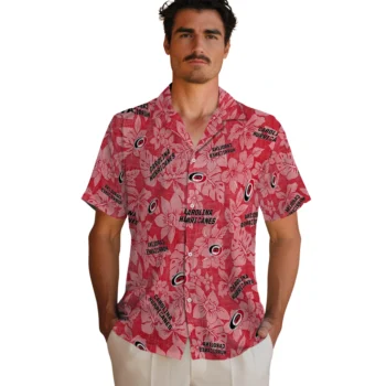 carolina hurricanes hibiscus oasis red hawaiian shirts fashion forward