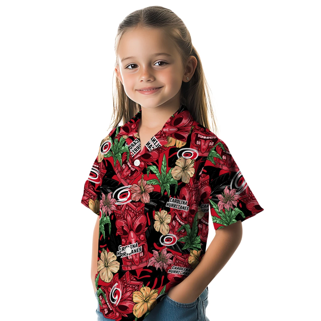 Carolina Hurricanes Hawaiian Shirt - Hibiscus Tiki Jungle carolina hurricanes tiki jungle red hawaiian shirts premium grade