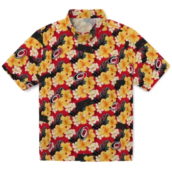 carolina hurricanes hibiscus tropics red yellow hawaiian shirts best selling