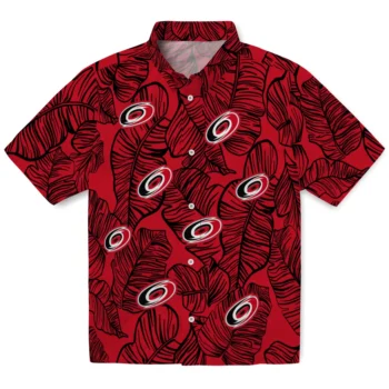 carolina hurricanes leaf outline red hawaiian shirts best selling