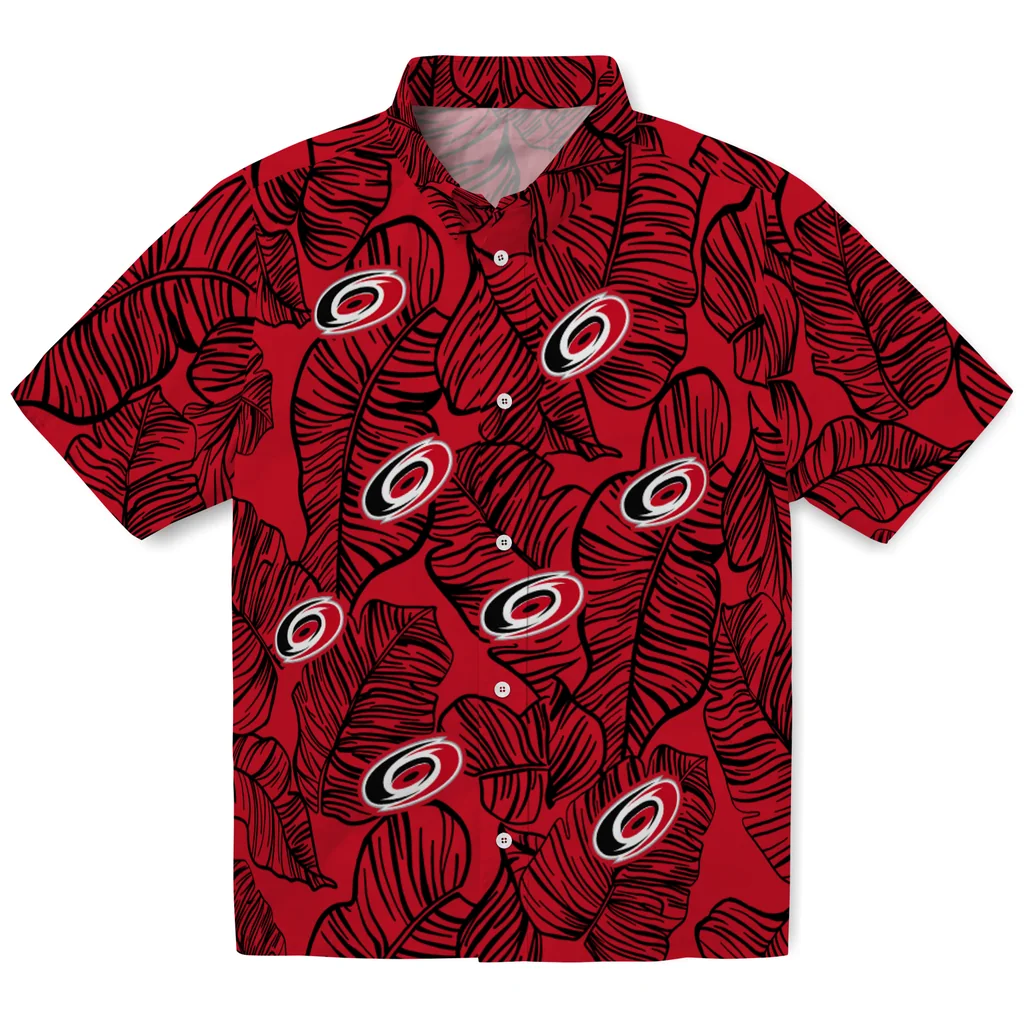 Carolina Hurricanes Hawaiian Shirt - Leaf Outline carolina hurricanes leaf outline red hawaiian shirts best selling