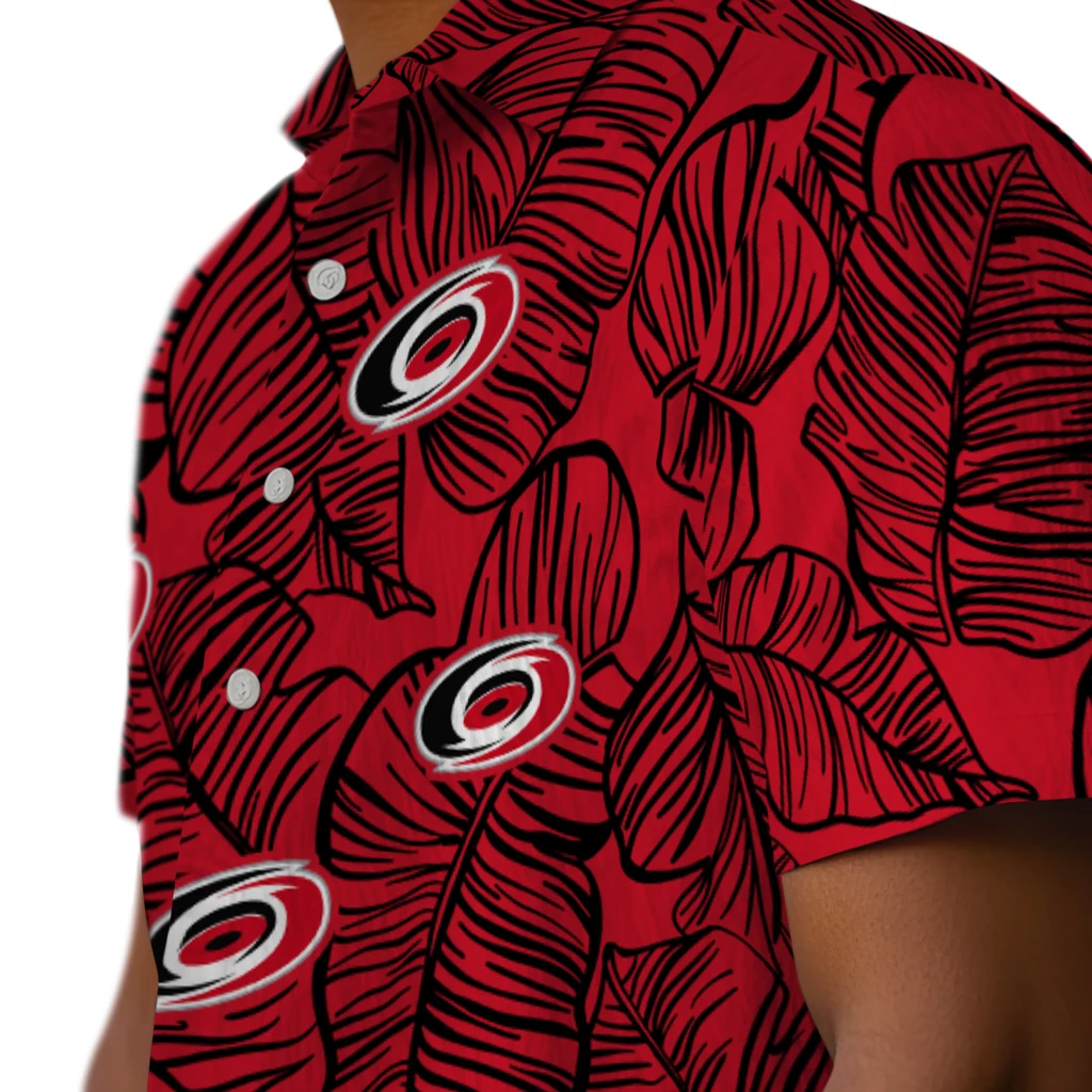 Carolina Hurricanes Hawaiian Shirt - Leaf Outline carolina hurricanes leaf outline red hawaiian shirts trendy