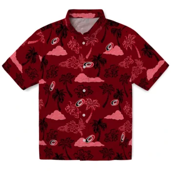 carolina hurricanes palm and clouds red hawaiian shirts best selling