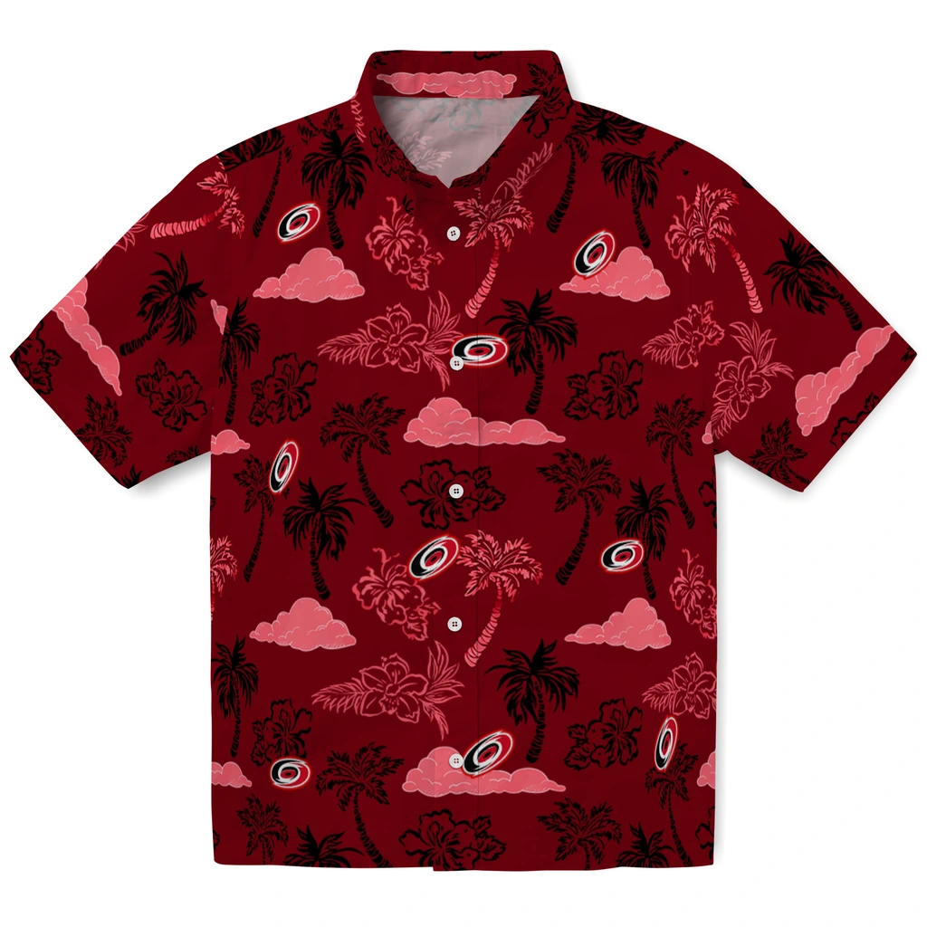 Carolina Hurricanes Hawaiian Shirt - Palm And Clouds carolina hurricanes palm and clouds red hawaiian shirts best selling