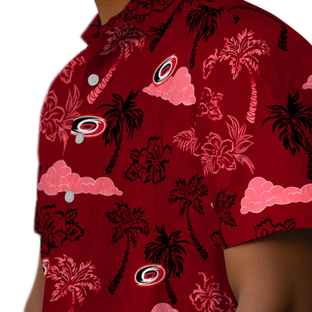 Carolina Hurricanes Hawaiian Shirt - Palm And Clouds carolina hurricanes palm and clouds red hawaiian shirts trendy