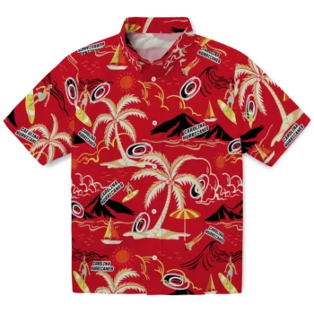 carolina hurricanes palm tree island red hawaiian shirts best selling