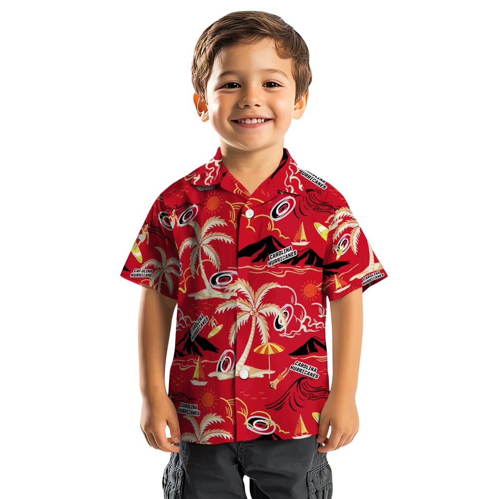 Carolina Hurricanes Hawaiian Shirt - Palm Tree Island carolina hurricanes palm tree island red hawaiian shirts top rated