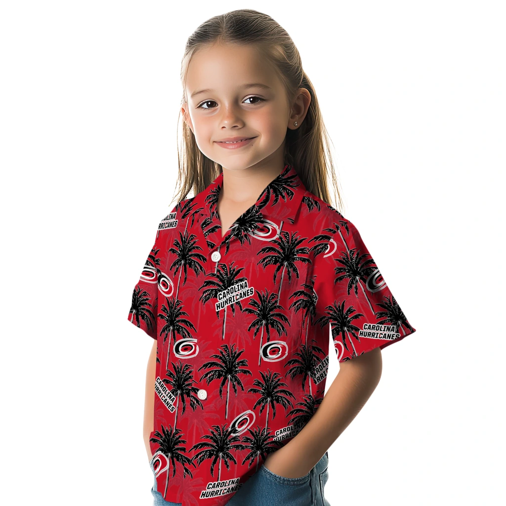 Carolina Hurricanes Hawaiian Shirt - Palm Tree Motif carolina hurricanes palm grove red hawaiian shirts premium grade