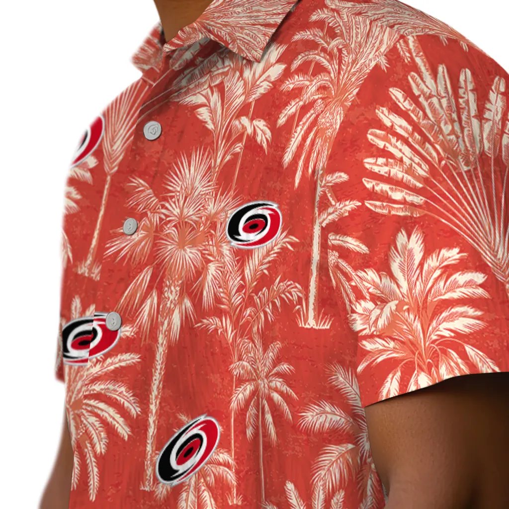 Carolina Hurricanes Hawaiian Shirt - Vintage Palm Tree carolina hurricanes palm shadows red hawaiian shirts trendy