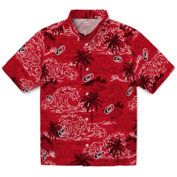 carolina hurricanes wave palm red hawaiian shirts best selling
