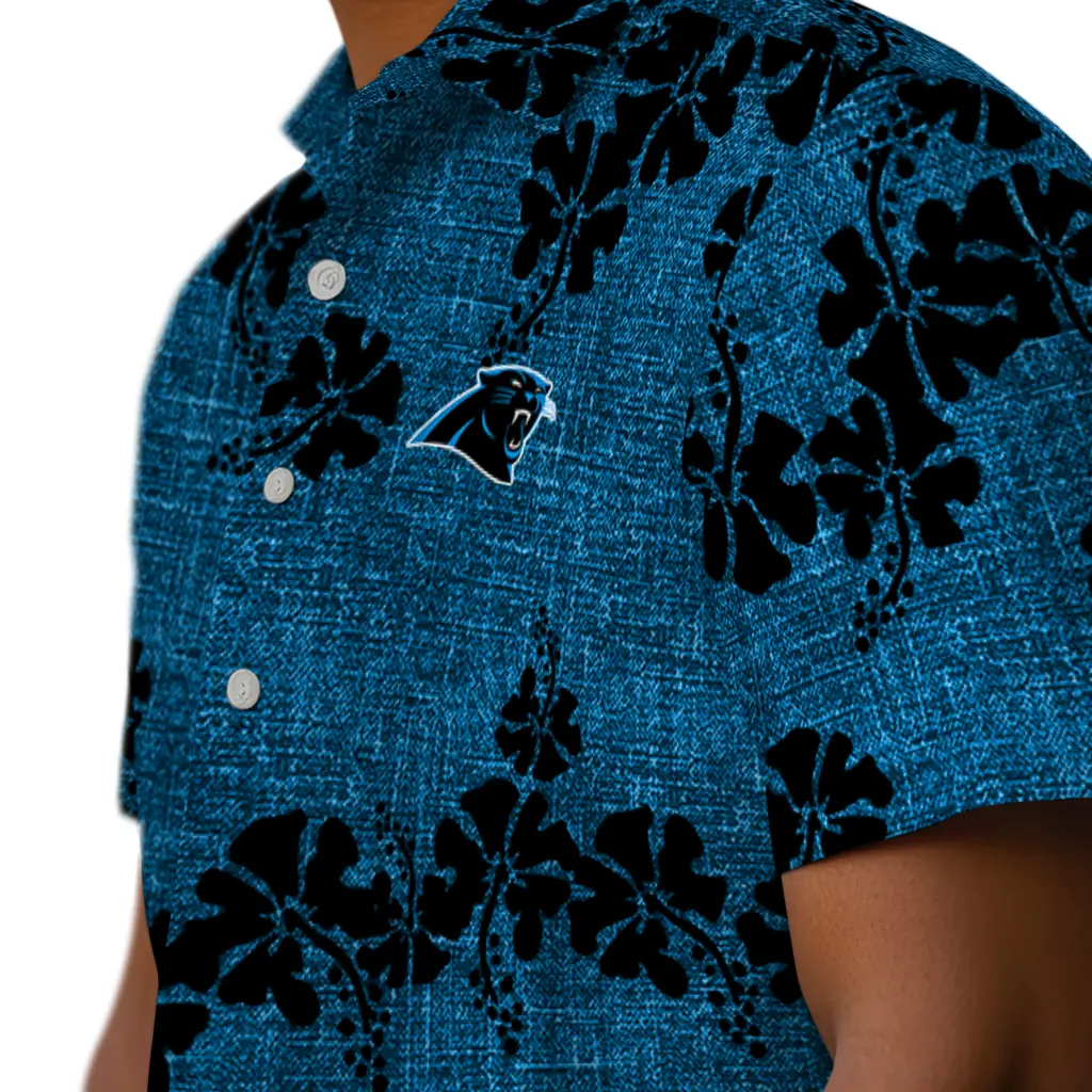 Carolina Panthers Hawaiian Shirt - 50th State Flower carolina panthers hibiscus petals blue hawaiian shirts trendy